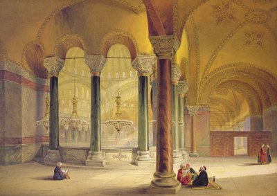 Haghia Sophia, placa 11: a Galeria Meme no canto sudoeste, gravada por Louis Haghe (1806-85), publicada em 1852 de Gaspard Fossati