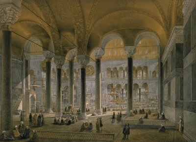 Haghia Sophia, placa 6: a nave norte, gravada por Louis Haghe (1806-85) publicou 1852 de Gaspard Fossati