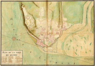 Gaspard-Joseph Chaussegros de Lery, Plano da cidade do Quebeque, 1727 de Gaspard Joseph Chaussegros de Léry