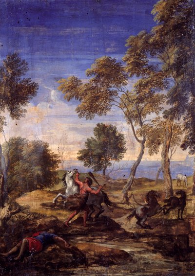 Batalha dos centauros do campo (óleo sobre tela) de Gaspard Poussin (school of) Dughet