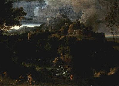 Paisagem com figuras (óleo) de Gaspard Poussin Dughet