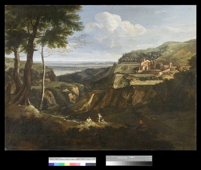 Vista do Mosteiro de Camaldoli perto de Frascati, 1670-75 de Gaspard Poussin Dughet