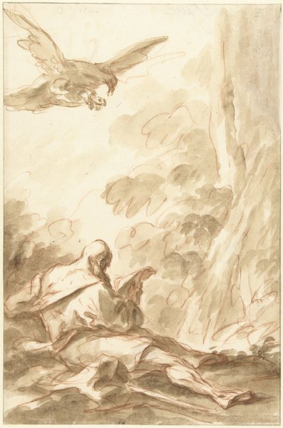 Elijah alimentado pelos corvos de Gasparo Diziani (attributed to)