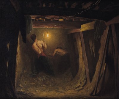 Trabalhando no metrô sob a Place de l&39;Etoile, 1899 de Gaston Brun