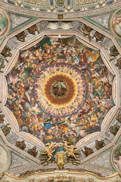 Assunção da Santíssima Virgem, conhecido como "O coro dos anjos tocando música", Cúpula do transepto, de 1534 (fresco) de Gaudenzio Ferrari