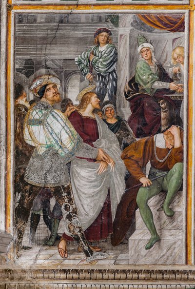 Jesus antes de Pilato, detalhe de "A vida e a paixão de Cristo" de Gaudenzio Ferrari