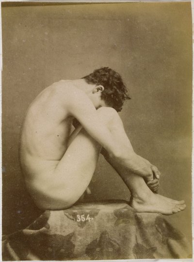 Estudo de um modelo nu masculino, sentado com a cabeça nos joelhos, visto de lado de Gaudenzio Marconi (possibly)