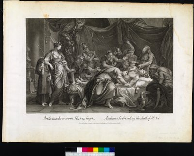 Andrómaca lamentando a morte de Heitor, gravada por Domenico Cunego, 1764 de Gavin after Hamilton