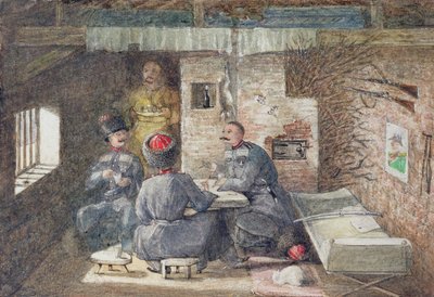 Cossak Hut Interior na Rússia, 12 milhas a oeste de Kertch, 1855 de General E.W. Wray