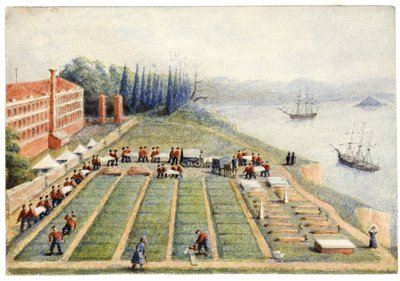 O cemitério no Hospital Geral, Scutari, abril de 1855 de General E.W. Wray