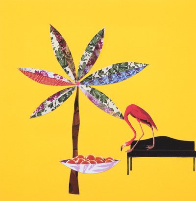Flamingo com laranjas (colagem) de Genevieve French