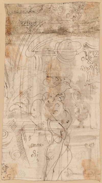 Um estudo arquitetônico com uma Atlântida de Genoese 17th Century