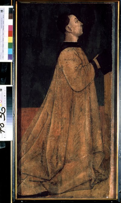 ""Retrato de um patrício, membro de uma família rica na Itália medieval"" (Retrato de um patrício) Pintura de Gentile Bellini (por volta de 1429-1507) Museu de Arte Ocidental e Oriental, Kyiv de Gentile Bellini
