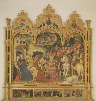 Adoração do retábulo dos Magos, 1423 (têmpera no painel) de Gentile da Fabriano
