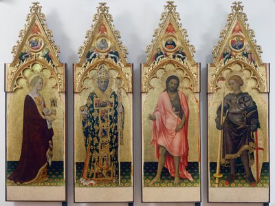 Quatro santos de Quaratesi Polyptych, Santa Maria Madalena, São Nicolau de Bari, São João Batista e São Jorge de Gentile da Fabriano