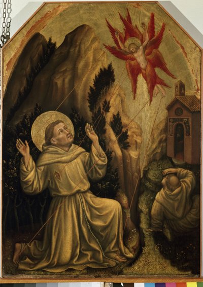 São Francisco recebendo os estigmas (tempera no painel de Gentile da Fabriano