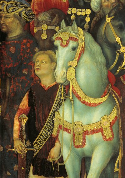 A Adoração dos Magos, detalhe dos cavalos de Gentile da Fabriano