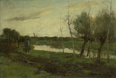 Paisagem com um canal de Geo Poggenbeek