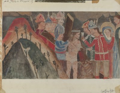 Estação da Cruz No. 10: Jesus é despido de suas vestes, c. 1936. de Geoffrey Holt