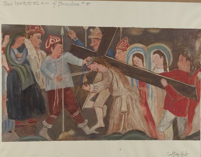 Estação da Cruz No. 8: Jesus fala às mulheres de Jerusalém, c. 1936. de Geoffrey Holt