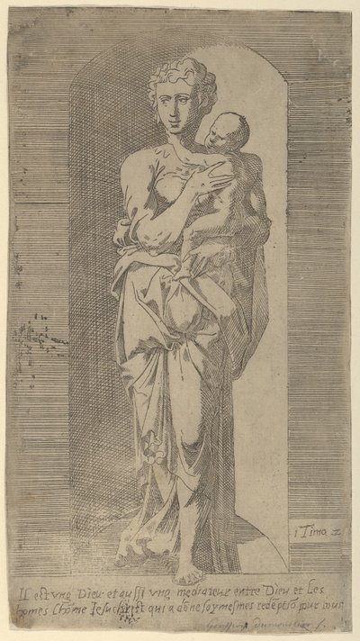 Virgem com o Menino em Nicho, meados do século XVI. de Geoffroy Dumoûtier