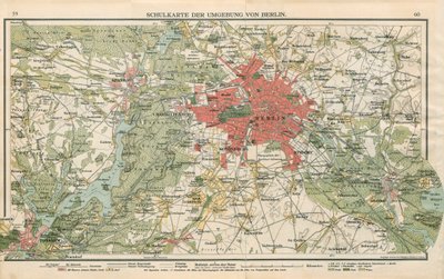 Mapa escolar da área ao redor de Berlim de Geographische Anstalt von Velhagen und Klasing