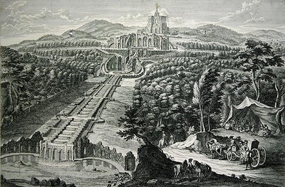 Vista sobre o Octógono e as Cascatas, gravada por W.C. Mayr (gravação e gravura em cobre) de Georg (after) Finck or Fuenck