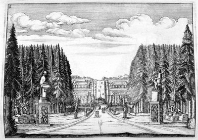 Design de castelo e jardim, 1664 de Georg Andreas Bockler
