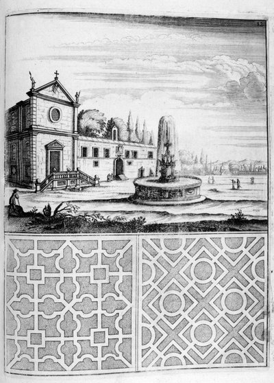Projeto de casa, fonte e jardim, 1664 de Georg Andreas Bockler