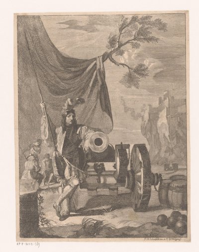 Artilheiro a um canhão de Georg Andreas Wolfgang