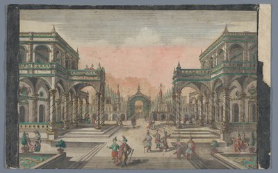 Vista de uma avenida em direção a um jardim de ciprestes em Constantinopla Lust-Gänge des Groß-Sultans gegen dem Cypressen Garten de Georg Balthasar Probst (possibly)