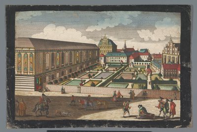 Vista do Palácio Real e do mosteiro dos Frades Menoritas Capuchinhos em Wroclaw
Das Könige Palatium, samt dem Capuciner und Minoritten Closter zu Breslau (título sobre o objecto) de Georg Balthasar Probst (possibly)