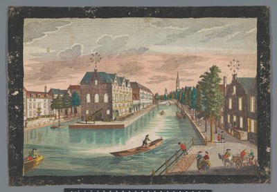 Vista do armazém De Geer em Delft Prospect des Zeug-Hausses, innerhalb der Stadt Delft (título no objeto) de Georg Balthasar Probst (possibly)
