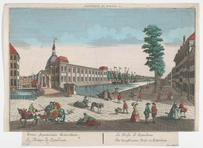 Vista da bolsa de valores em Rotterdam Börse zu Rotterdam de Die Kauffmann (título no objeto) Rotterdam (título da série) de Georg Balthasar Probst