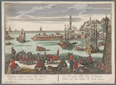 Vista do porto de Génova
Gesicht des Meer Hafens der Stadt Genova (título sobre o objecto)
Vistas do porto (título da série) de Georg Balthasar Probst