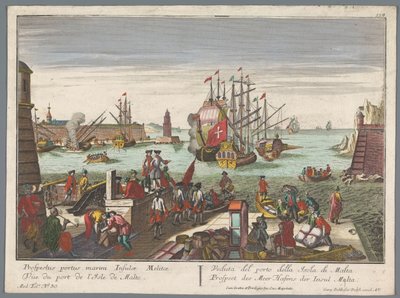 Vista do porto em Malta
Prospect des Meer Hafens der Insul Malta (título sobre o objecto)
Vistas do porto (título da série) de Georg Balthasar Probst