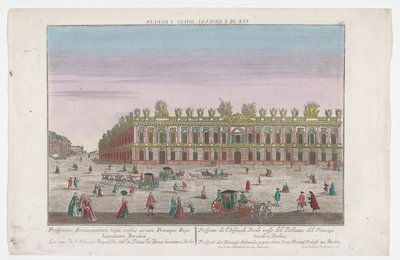Vista do Zeughaus em Berlim Prospect des Koenigl. Arsenals, gegen dem Cron.Prinzl. Palácio de Berlim (título no objeto) Berlim (título da série) de Georg Balthasar Probst