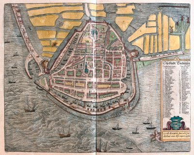 Enkhuizen, Países Baixos - em "Civitates Orbis Terrarum" de Georg Braun, Colónia 1617 de Georg Braun