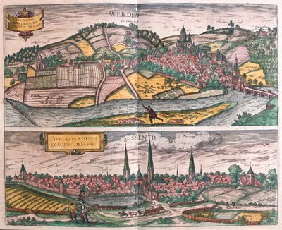 Essen e Werden, Alemanha - em "Civitates Orbis Terrarum" de Georg Braun, Colónia 1617 de Georg Braun