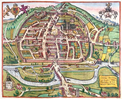 Exter, Inglaterra - em "Civitates Orbis Terrarum" de Georg Braun, Colónia 1617 de Georg Braun