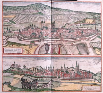 Halberstadt e Quedlinburg, Alemanha - em "Civitates Orbis Terrarum" de Georg Braun, Colónia 1617 de Georg Braun