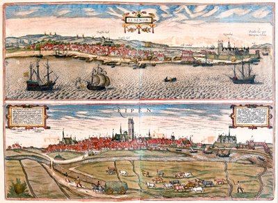 Helsingor (Helsimor - Hamlet), Dinamarca - em "Civitates Orbis Terrarum" de Georg Braun, Colónia 1617 de Georg Braun