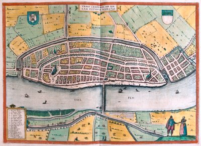 Kampen e o rio Ysel, Países Baixos - em "Civitates Orbis Terrarum" de Georg Braun, Colónia 1617 de Georg Braun