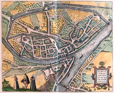 Namur e o rio Mosa, Bélgica - em "Civitates Orbis Terrarum" de Georg Braun, Colónia 1617 de Georg Braun