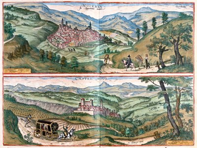Nocera Umbra - Castelnuovo di Porto, Itália - em "Civitates Orbis Terrarum" de Georg Braun, Colónia 1617 de Georg Braun