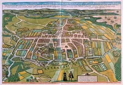 Planta de Odense, Dinamarca em "Civitates Orbis Terrarum" de Georg Braun, Colónia 1617 de Georg Braun
