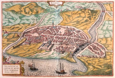 Rimini, Itália - em "Civitates Orbis Terrarum" de Georg Braun, Colónia 1617 de Georg Braun