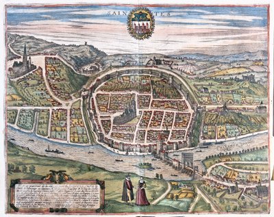 Saintes, França - em "Civitates Orbis Terrarum" de Georg Braun, Colónia 1617 de Georg Braun