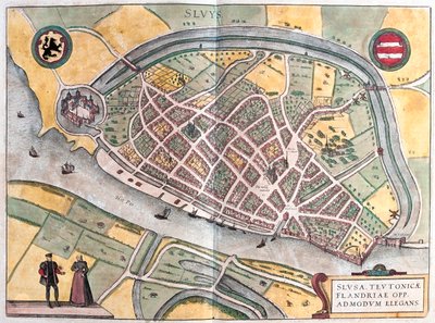Slusa, Países Baixos - em "Civitates Orbis Terrarum" de Georg Braun, Colónia 1617 de Georg Braun