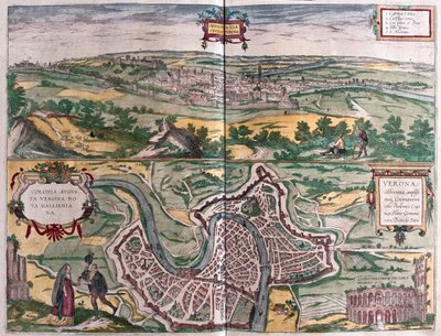 Verona, Itália - em "Civitates Orbis Terrarum" de6 Georg Braun, Colónia 1617 de Georg Braun